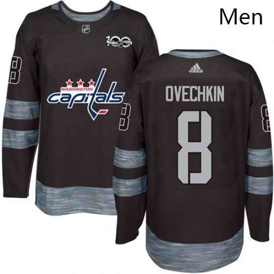 Mens Adidas Washington Capitals 8 Alex Ovechkin Authentic Black 1917 2017 100th Anniversary NHL Jersey